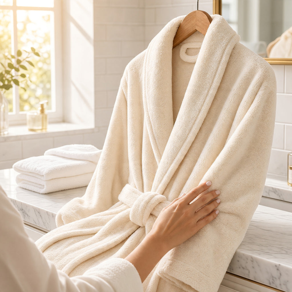 100% cotton Comfort Bathrobe – Ultra-Soft Shawl Collar Robe