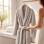 100% cotton Comfort Bathrobe – Ultra-Soft Shawl Collar Robe