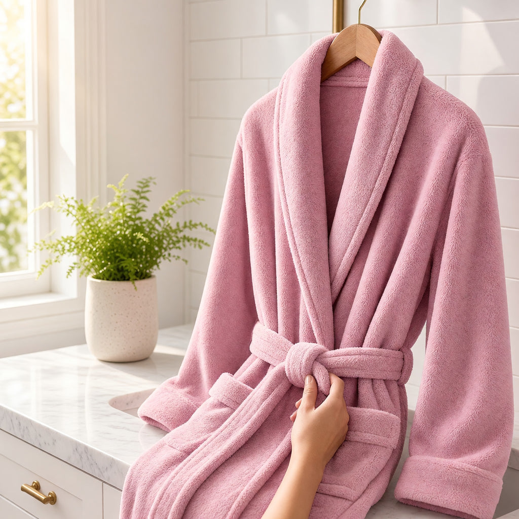 100% cotton Comfort Bathrobe – Ultra-Soft Shawl Collar Robe