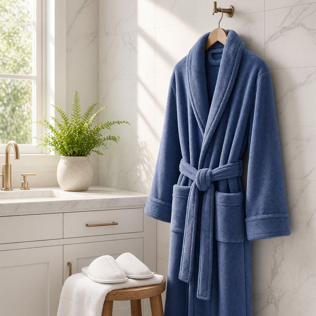 100% cotton Comfort Bathrobe – Ultra-Soft Shawl Collar Robe