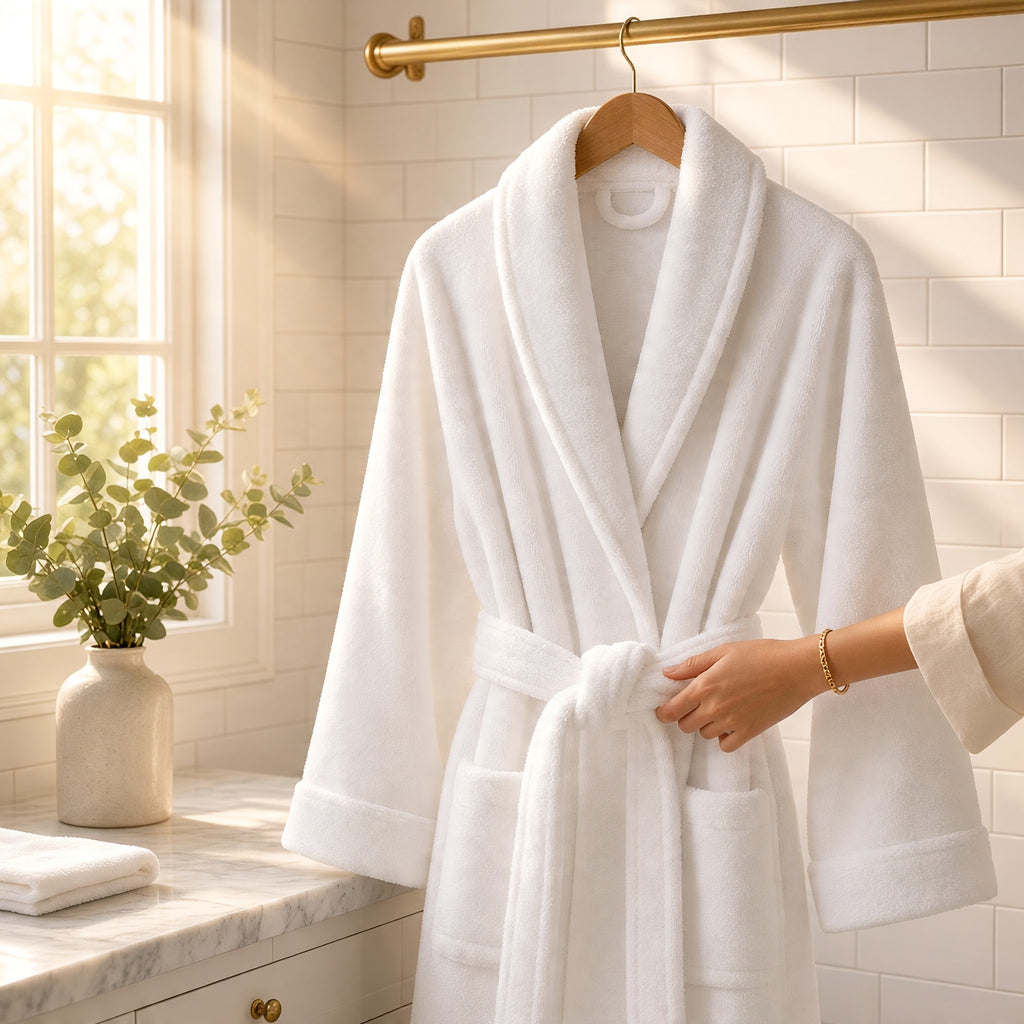 100% cotton Comfort Bathrobe – Ultra-Soft Shawl Collar Robe