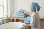 Relax Home Linens baby blue Egyptian cotton bath towel set, 5 pieces, highly absorbent and soft.