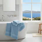 Relax Home Linens baby blue Egyptian cotton bath towel set, 5 pieces, highly absorbent and soft.