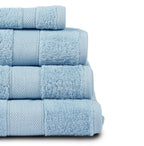 Relax Home Linens baby blue Egyptian cotton towel set, 5 pieces, highly absorbent and soft.