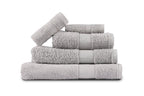 Relax Home Linens 5-piece silver Egyptian cotton towel set, highly absorbent and soft for spa or everyday use.